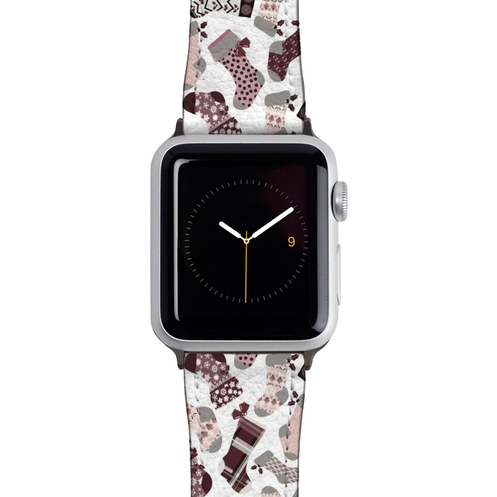 Watch 38mm / 40mm Strap PU leather Christmas Stockings in Purple and Gray by Paula Ohreen