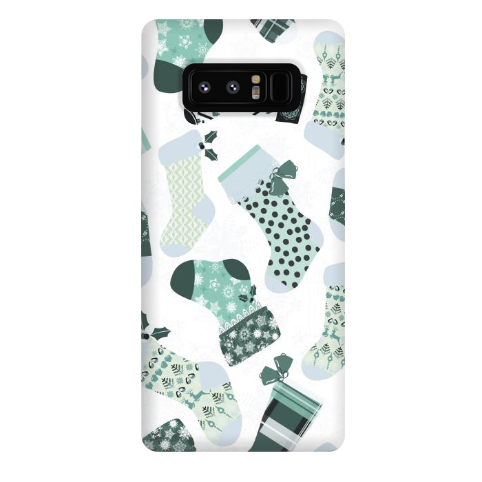 Galaxy Note 8 StrongFit Christmas Stockings in Green and White by Paula Ohreen