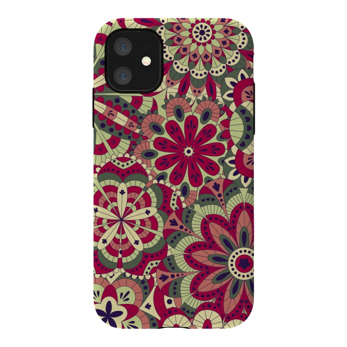 iPhone 11 StrongFit Floral Made with Many Mandalas by ArtsCase