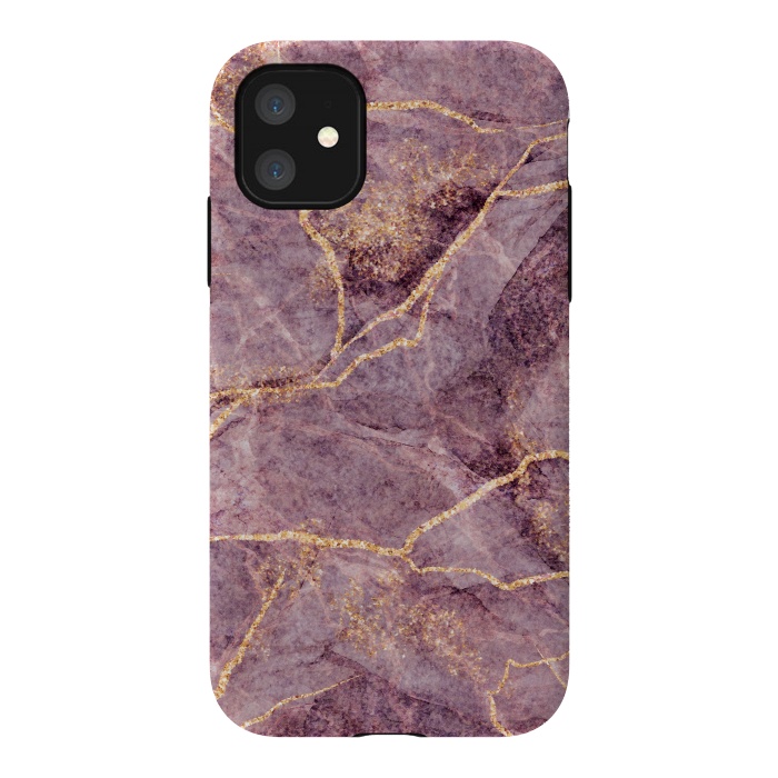 iPhone 11 StrongFit Pink Marble with Gold fake Glitter by ArtsCase