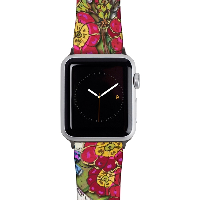Watch 42mm / 44mm Strap PU leather Spring Flowers by Lotti Brown