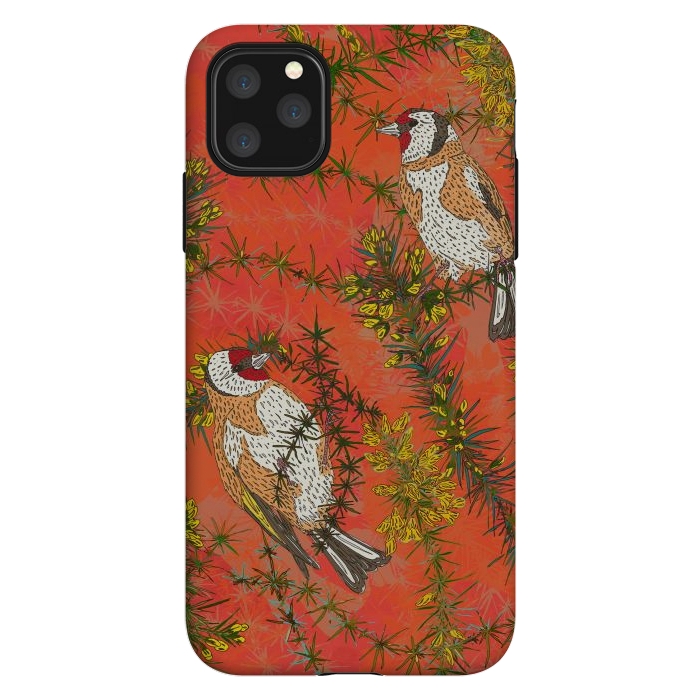 iPhone 11 Pro Max StrongFit Goldfinches in Gorse by Lotti Brown