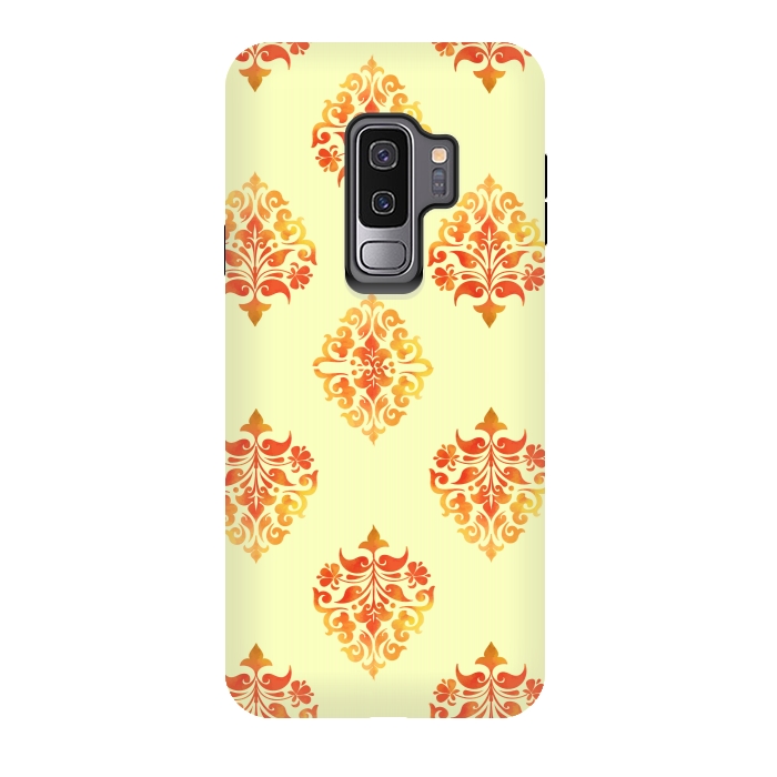 Galaxy S9 plus StrongFit ORANGE YELLOW ETHNIC PATTERN by MALLIKA