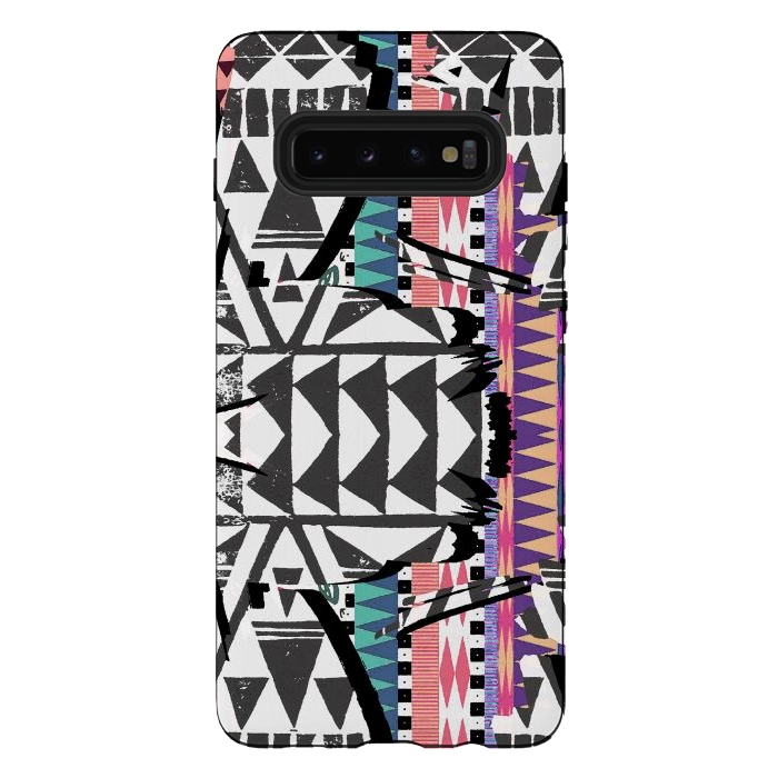 Galaxy S10 plus StrongFit Colourful African inspired ethnic print by Oana 