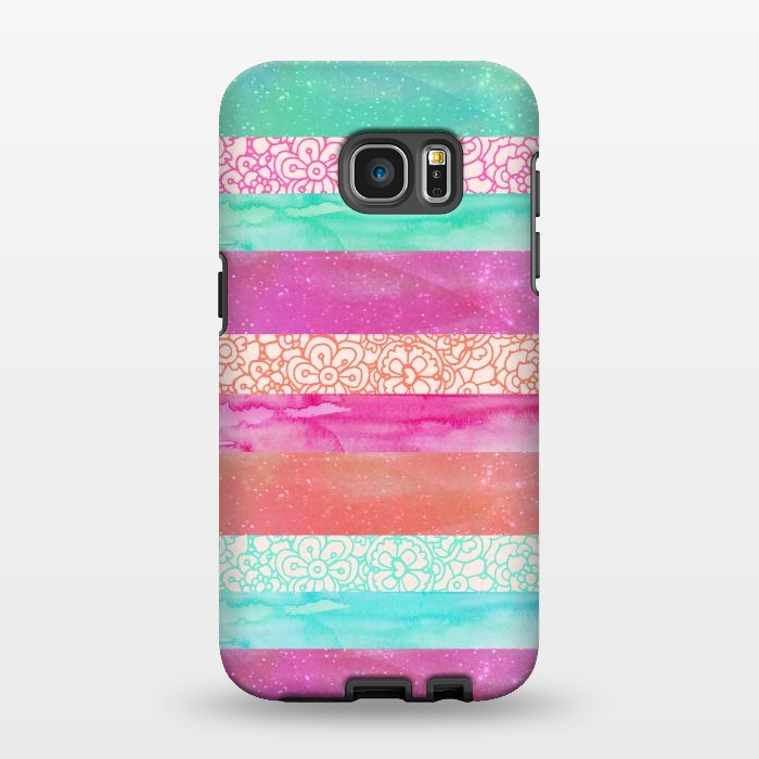 Galaxy S7 EDGE StrongFit Tropical Stripes by Tangerine-Tane