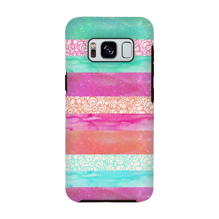 Galaxy S8 StrongFit Tropical Stripes by Tangerine-Tane
