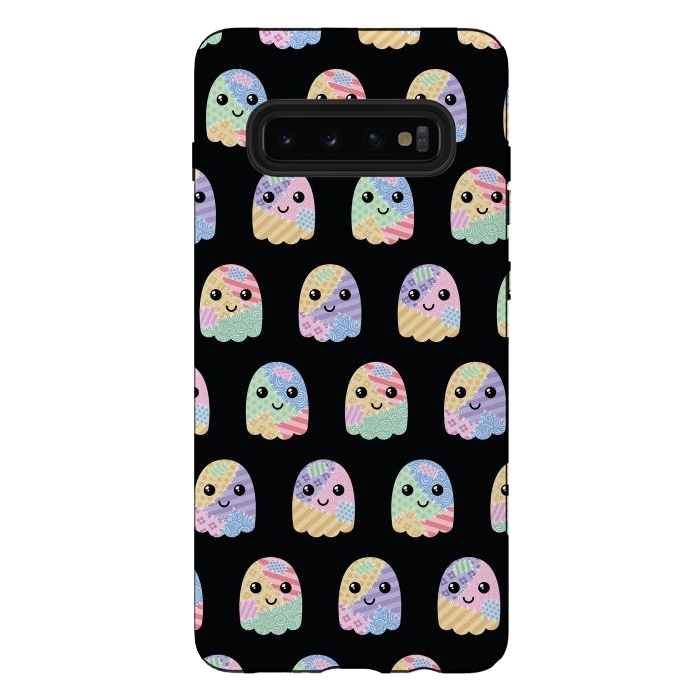 Galaxy S10 plus StrongFit Patchwork ghost pattern by Laura Nagel