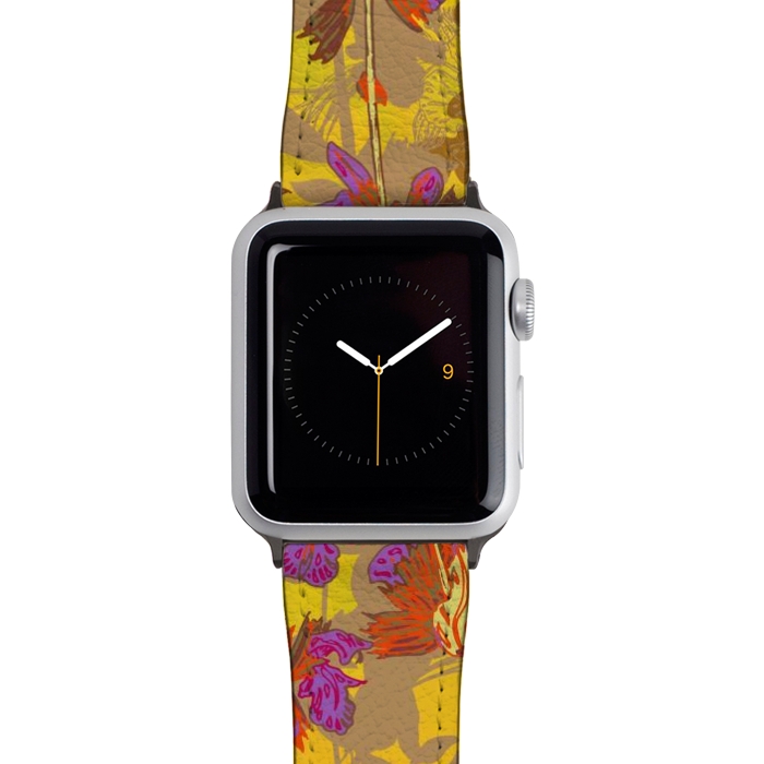 Watch 42mm / 44mm Strap PU leather A Day in the Sun - Geraniums by Lotti Brown