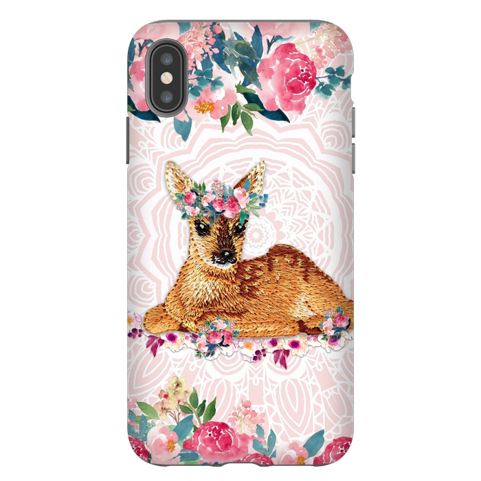 iPhone Xs Max StrongFit Flower Friends Fawn by Monika Strigel