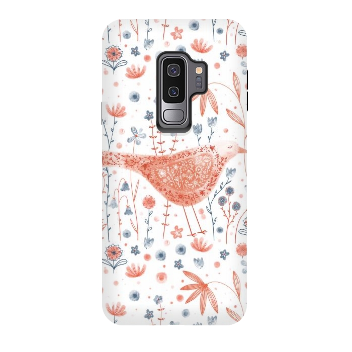 Galaxy S9 plus StrongFit Apricot Bird by Nic Squirrell