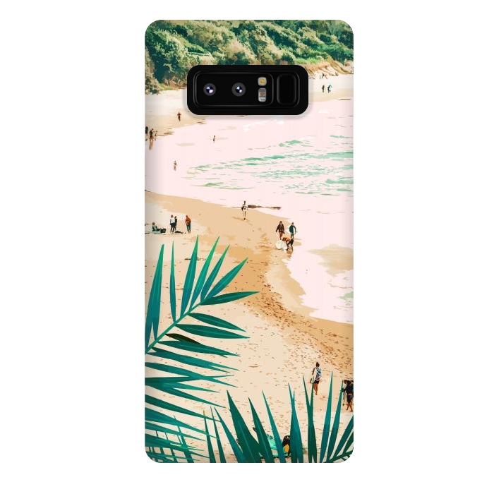 Galaxy Note 8 StrongFit Beach Weekend | Pastel Ocean Sea Tropical Travel | Scenic Sand Palm People Boho Vacation by Uma Prabhakar Gokhale