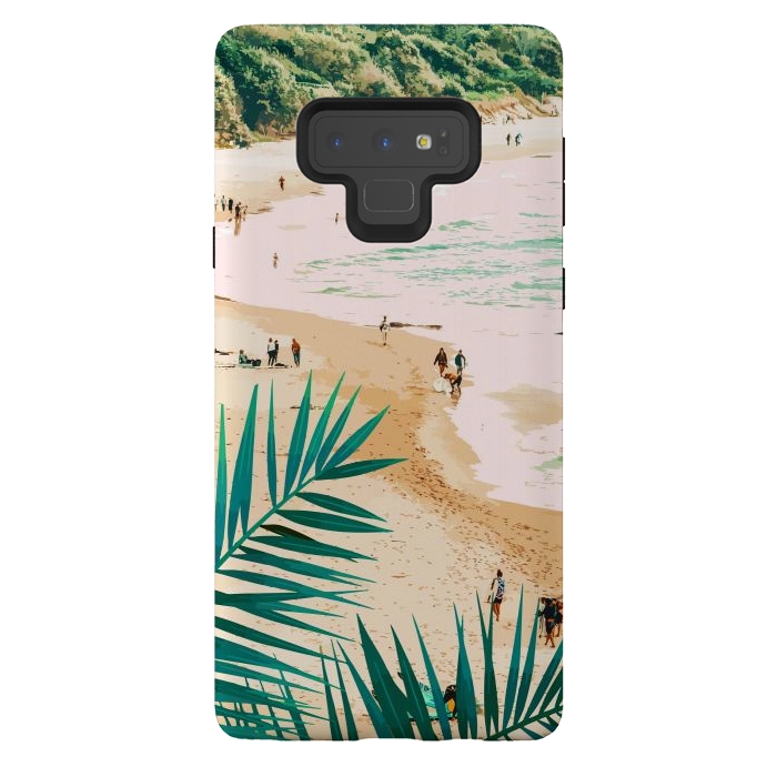Galaxy Note 9 StrongFit Beach Weekend | Pastel Ocean Sea Tropical Travel | Scenic Sand Palm People Boho Vacation by Uma Prabhakar Gokhale