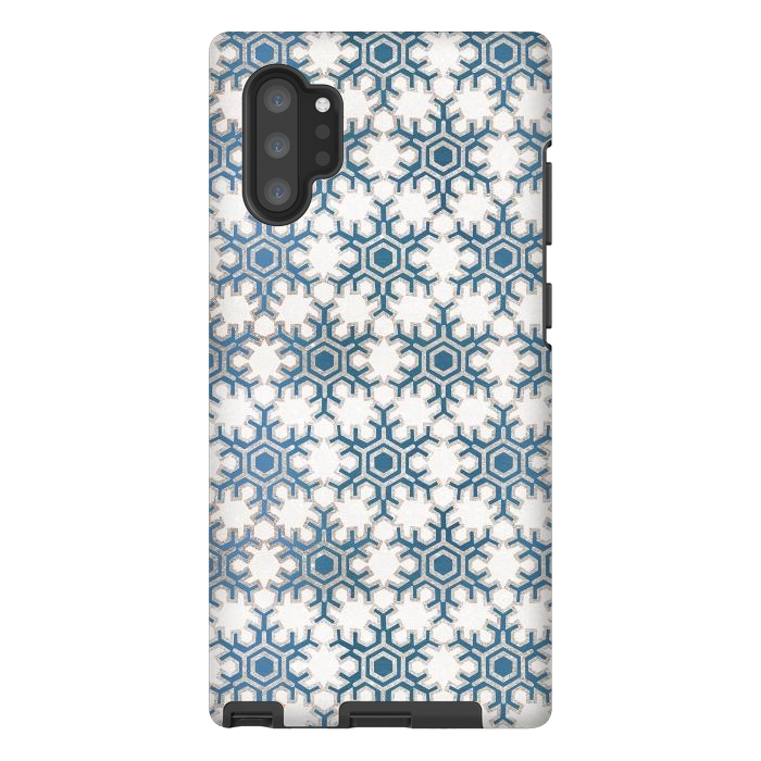 Galaxy Note 10 plus StrongFit Blue silver snowflakes christmas pattern by Oana 