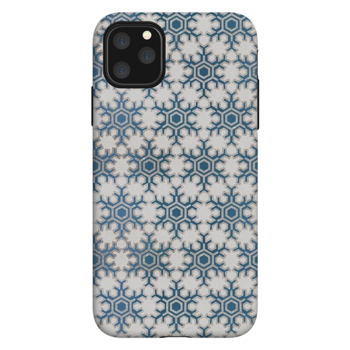 iPhone 11 Pro Max StrongFit Blue silver snowflakes christmas pattern by Oana 