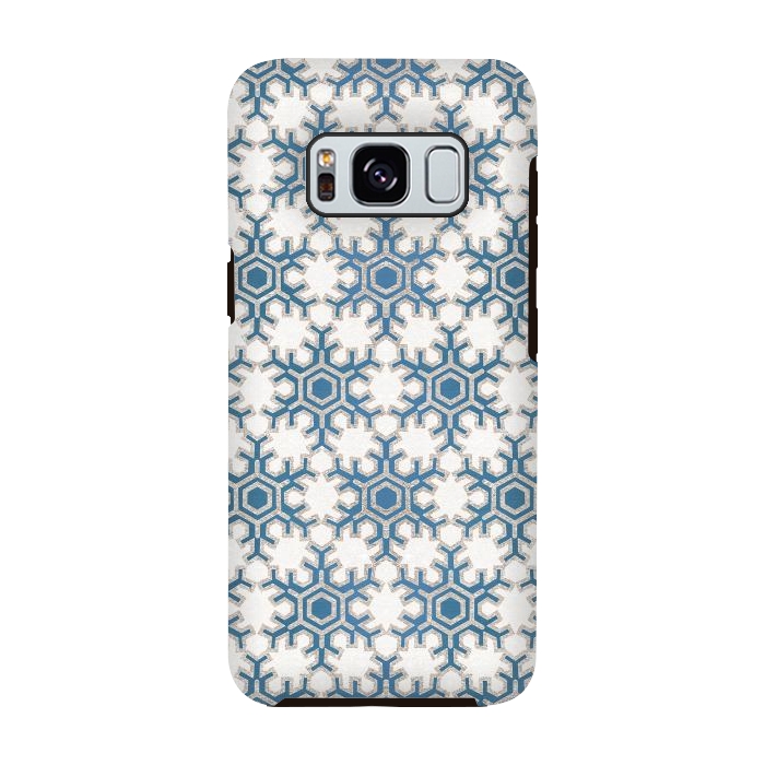 Galaxy S8 StrongFit Blue silver snowflakes christmas pattern by Oana 