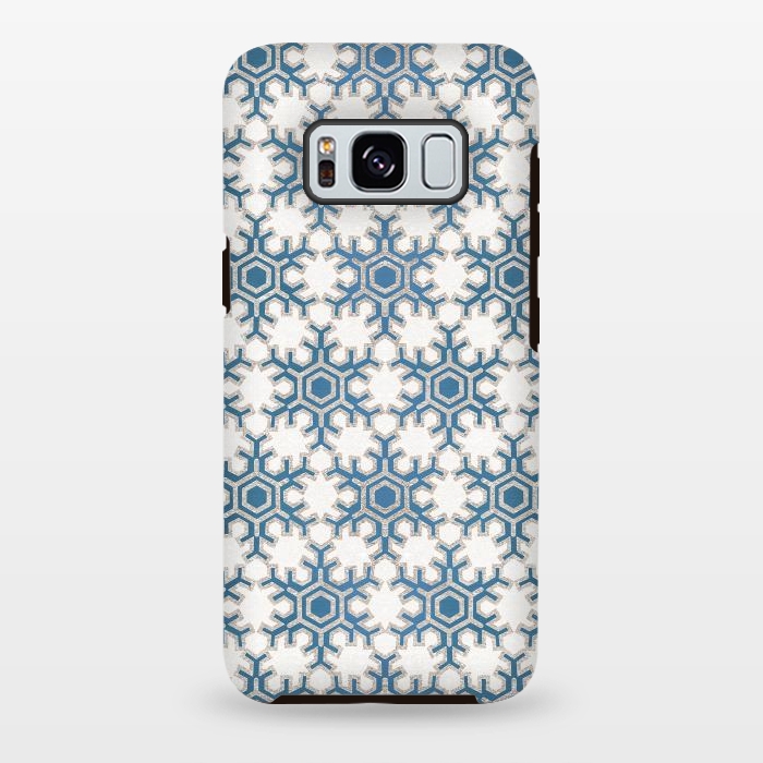 Galaxy S8 plus StrongFit Blue silver snowflakes christmas pattern by Oana 