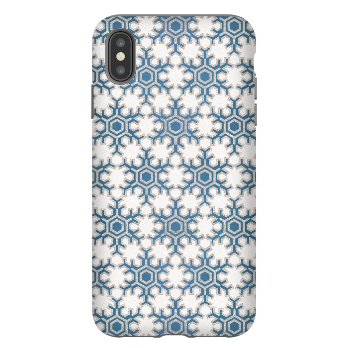 iPhone Xs Max StrongFit Blue silver snowflakes christmas pattern by Oana 