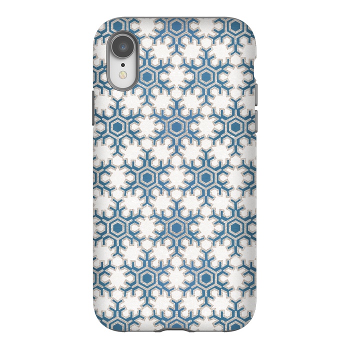 iPhone Xr StrongFit Blue silver snowflakes christmas pattern by Oana 