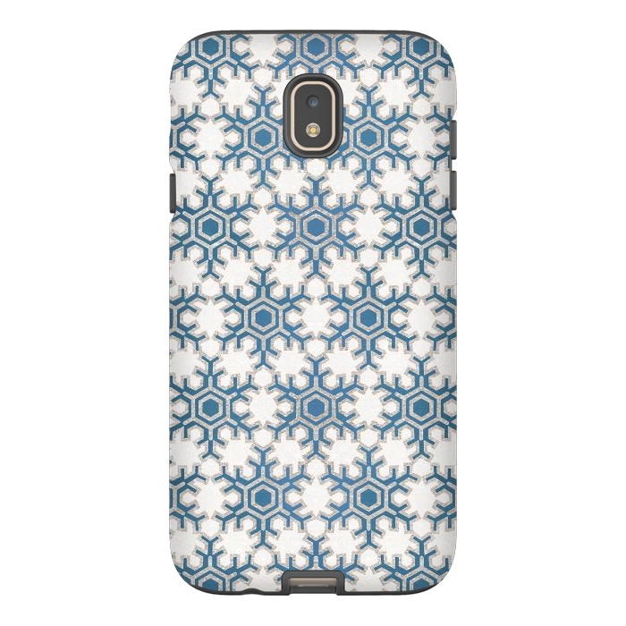 Galaxy J7 StrongFit Blue silver snowflakes christmas pattern by Oana 