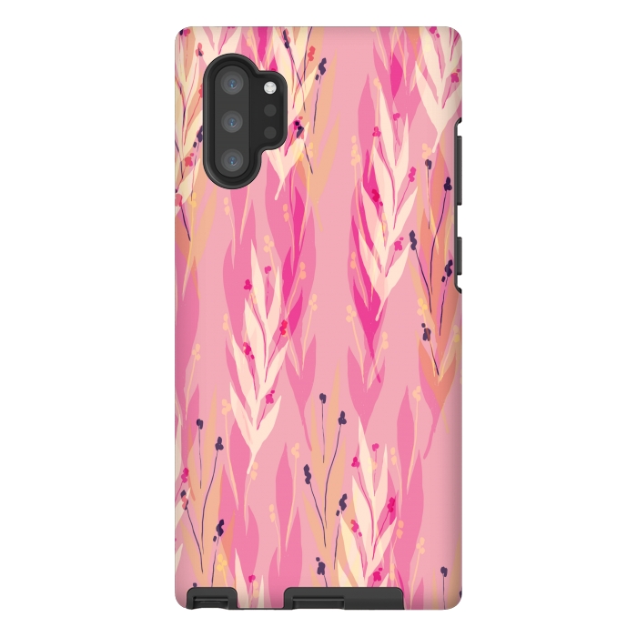 Galaxy Note 10 plus StrongFit pink leaf pattern by MALLIKA