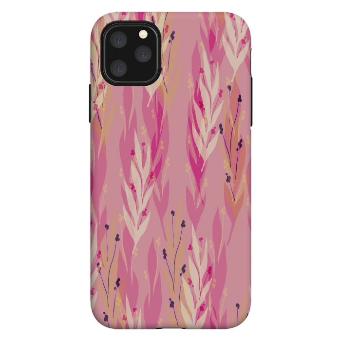 iPhone 11 Pro Max StrongFit pink leaf pattern by MALLIKA