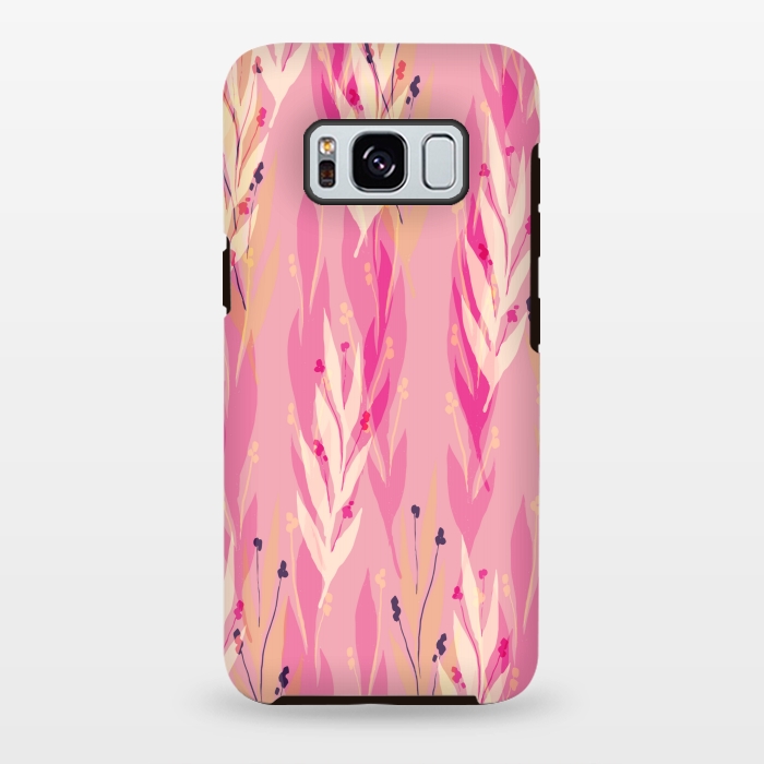 Galaxy S8 plus StrongFit pink leaf pattern by MALLIKA