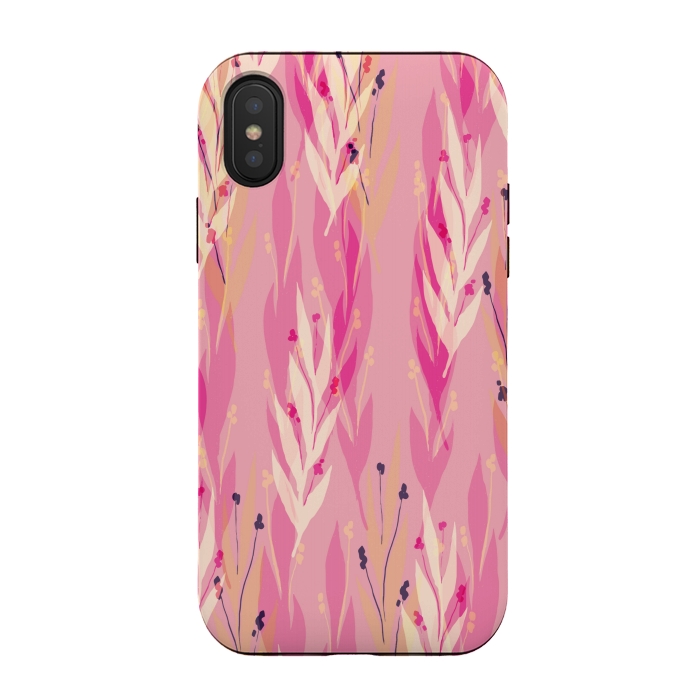 iPhone Xs / X StrongFit pink leaf pattern by MALLIKA