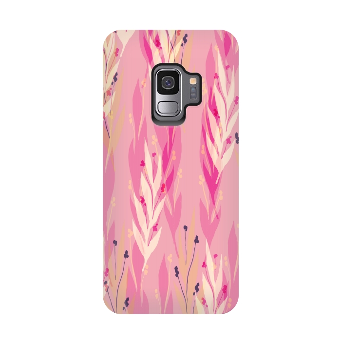 Galaxy S9 StrongFit pink leaf pattern by MALLIKA