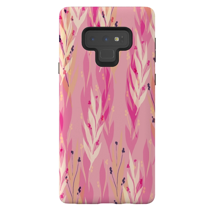 Galaxy Note 9 StrongFit pink leaf pattern by MALLIKA