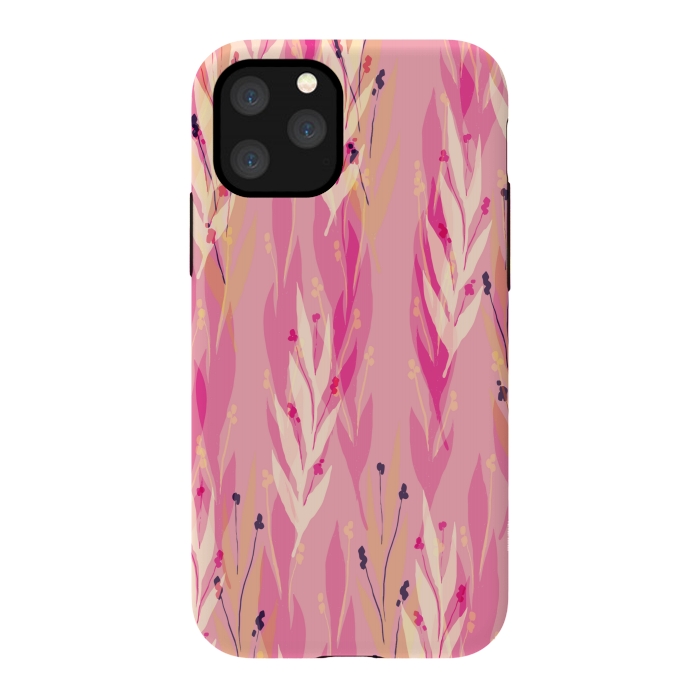 iPhone 11 Pro StrongFit pink leaf pattern by MALLIKA