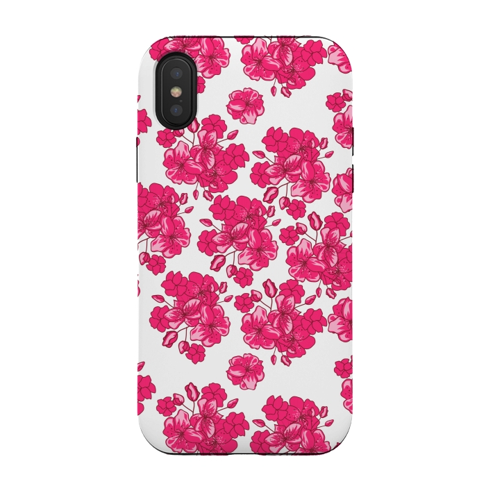 iPhone Xs / X StrongFit pink floral print 2 by MALLIKA
