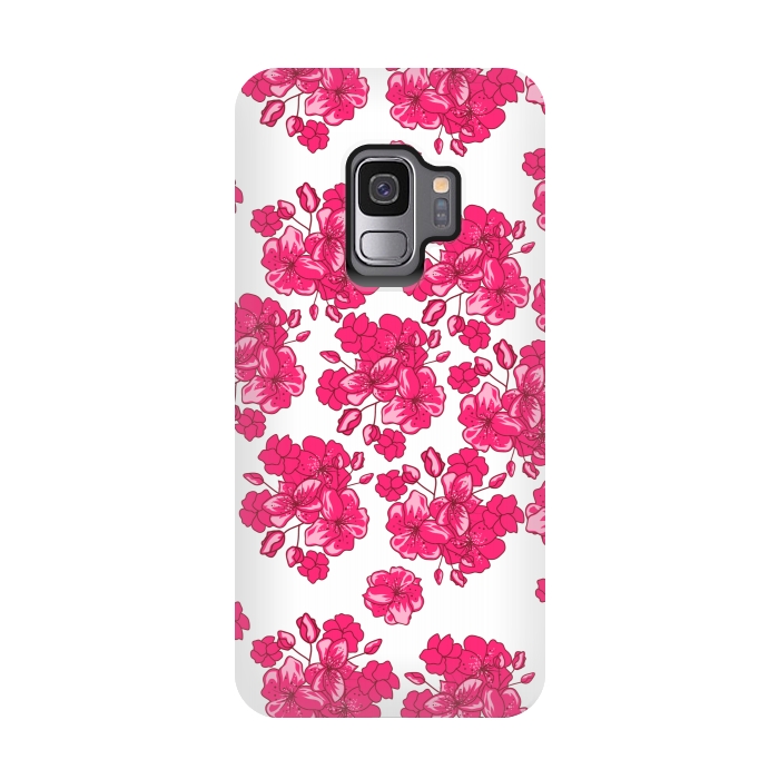 Galaxy S9 StrongFit pink floral print 2 by MALLIKA