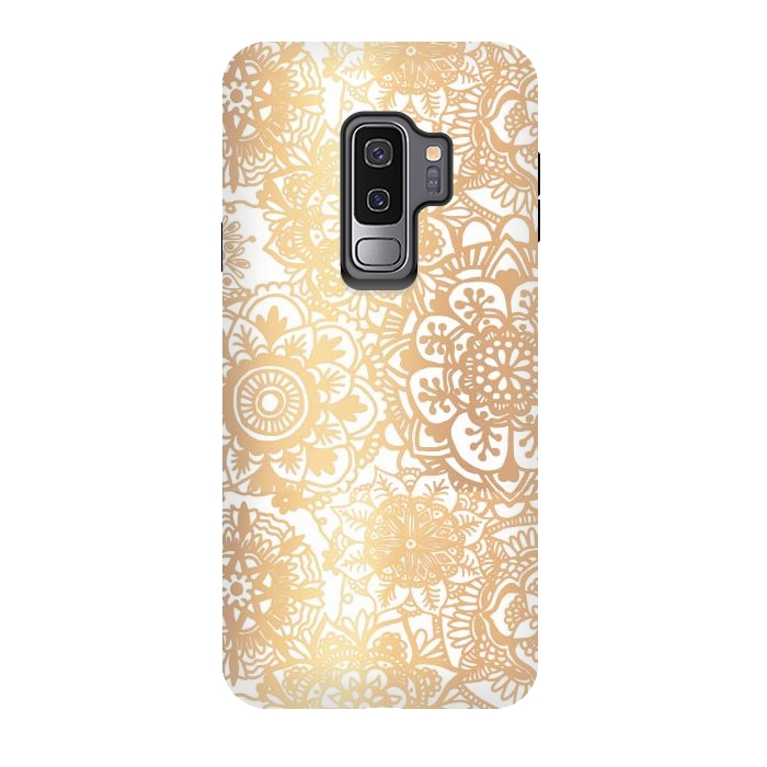 Galaxy S9 plus StrongFit Gold Mandala Pattern by Julie Erin Designs