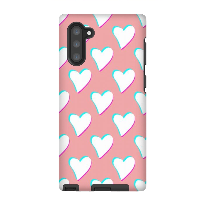 Galaxy Note 10 StrongFit Retro Pink Hearts by Julie Erin Designs