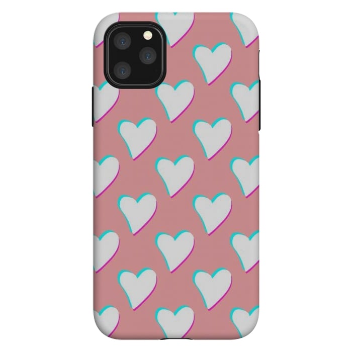 iPhone 11 Pro Max StrongFit Retro Pink Hearts by Julie Erin Designs
