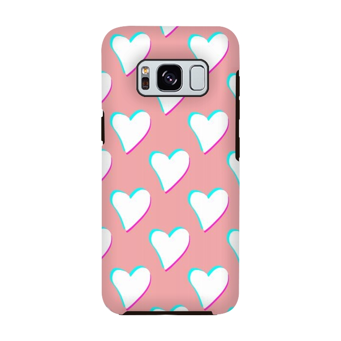 Galaxy S8 StrongFit Retro Pink Hearts by Julie Erin Designs