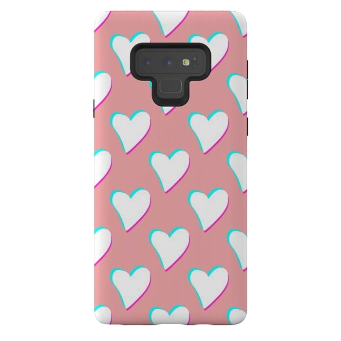 Galaxy Note 9 StrongFit Retro Pink Hearts by Julie Erin Designs
