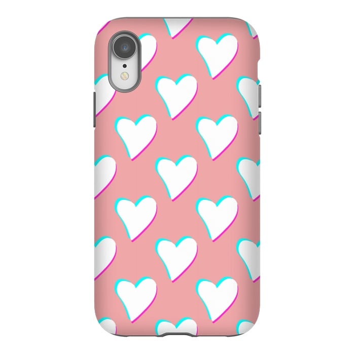 iPhone Xr StrongFit Retro Pink Hearts by Julie Erin Designs