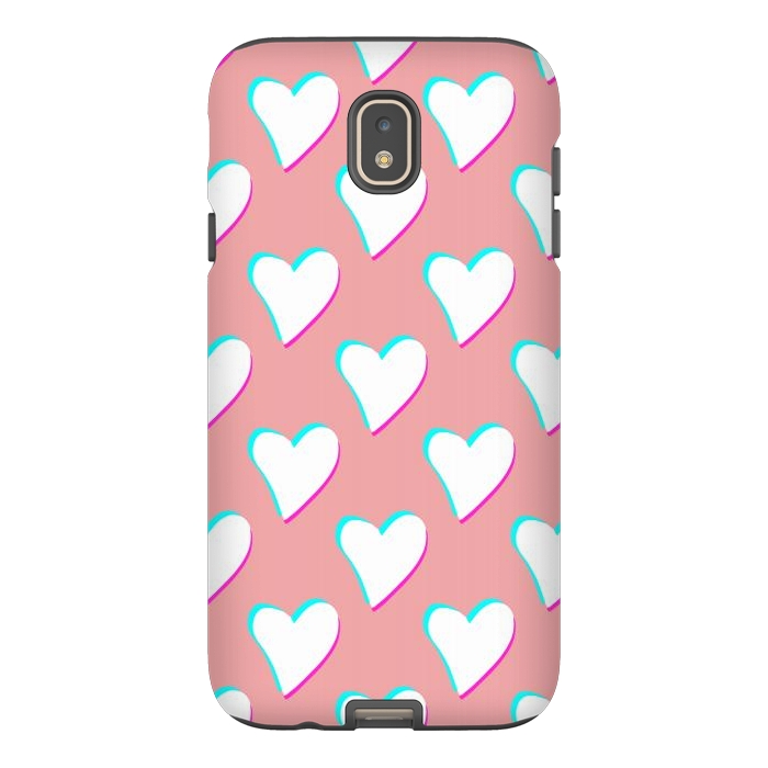 Galaxy J7 StrongFit Retro Pink Hearts by Julie Erin Designs