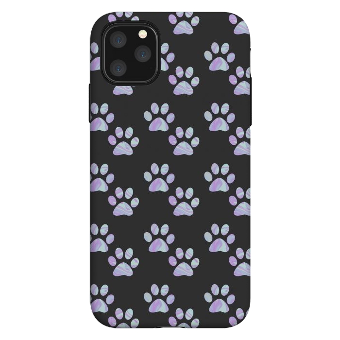 iPhone 11 Pro Max StrongFit Pastel Paw Prints Pattern by Julie Erin Designs