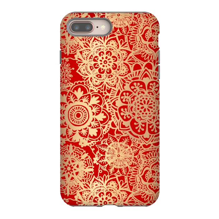 iPhone 7 plus StrongFit Red and Gold Mandala Pattern by Julie Erin Designs