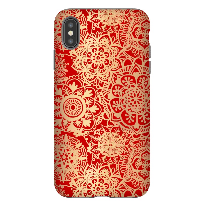 iPhone Xs Max StrongFit Red and Gold Mandala Pattern by Julie Erin Designs