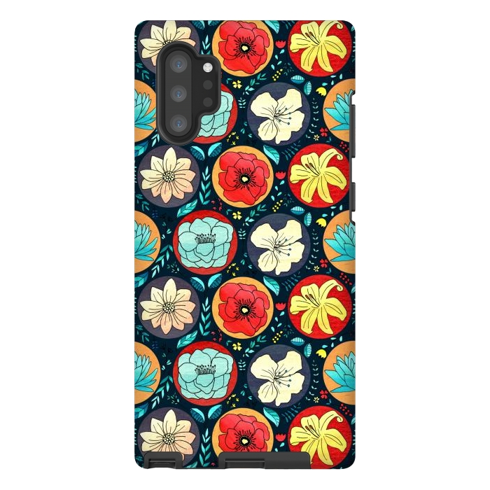 Galaxy Note 10 plus StrongFit Navy Polka Dot Floral  by Tigatiga