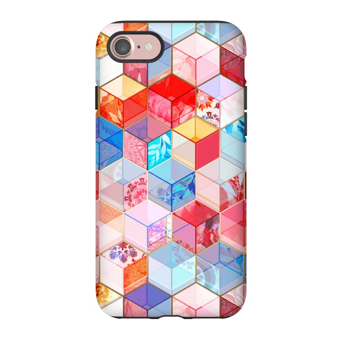 iPhone 7 StrongFit Ruby and Topaz Kaleidoscope Cubes by Micklyn Le Feuvre