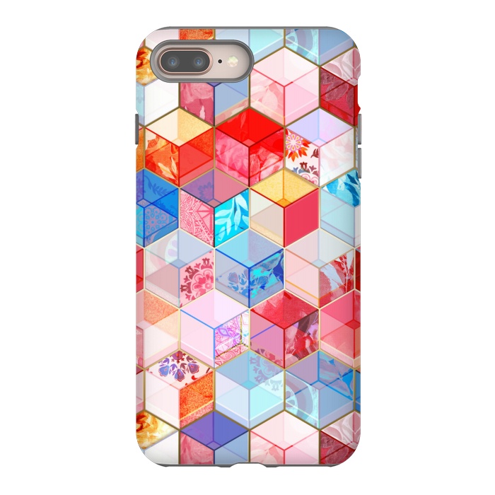 iPhone 7 plus StrongFit Ruby and Topaz Kaleidoscope Cubes by Micklyn Le Feuvre