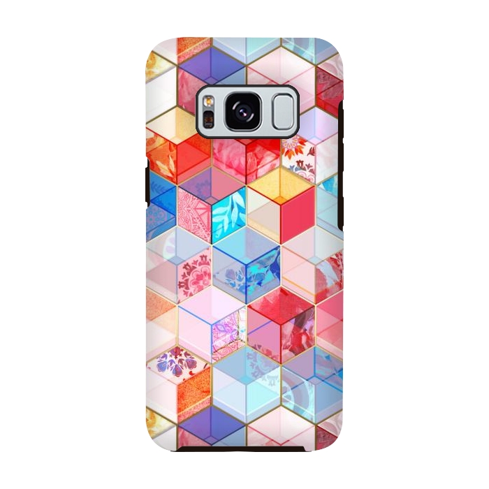 Galaxy S8 StrongFit Ruby and Topaz Kaleidoscope Cubes by Micklyn Le Feuvre