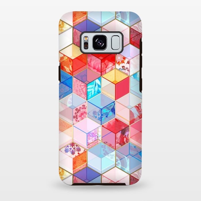 Galaxy S8 plus StrongFit Ruby and Topaz Kaleidoscope Cubes by Micklyn Le Feuvre
