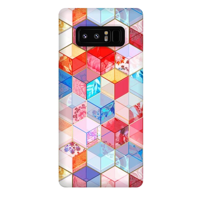 Galaxy Note 8 StrongFit Ruby and Topaz Kaleidoscope Cubes by Micklyn Le Feuvre