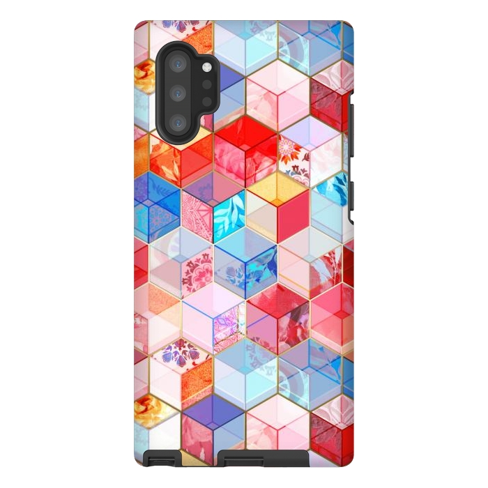 Galaxy Note 10 plus StrongFit Ruby and Topaz Kaleidoscope Cubes by Micklyn Le Feuvre