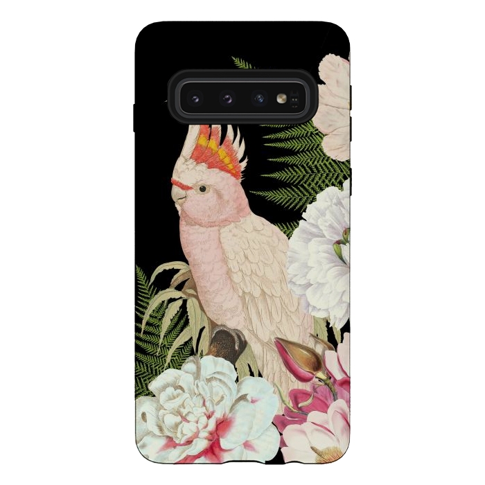 Galaxy S10 StrongFit Vintage Cockatoo in Flower Jungle by  Utart